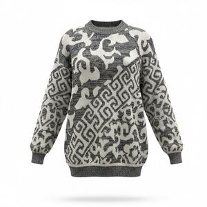 Vintage 80s Fast Turn Abstract
Geometric Knit Crewneck Sweater Size
Large